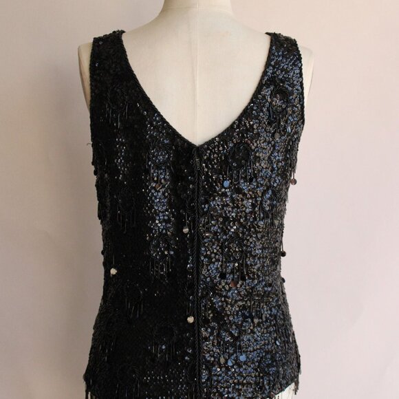 Vintage 1960s Womens Top, Forecast Shops Beaded and Sequined Sweater Blouse, - Picture 9 of 10